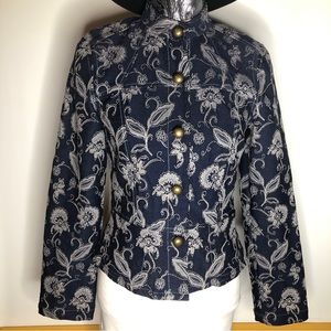 Bamboo‎ Traders ethnic thai Floral denim blue jacket small
